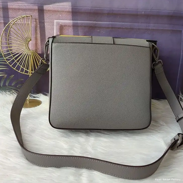 Cheap HOT Leather Messenger Medium Grey Baguette Cuoio In Fendi Romano 0327